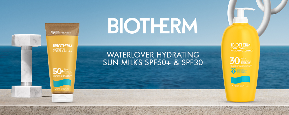Reklamebanner for Biotherm Sun-kampanjen.