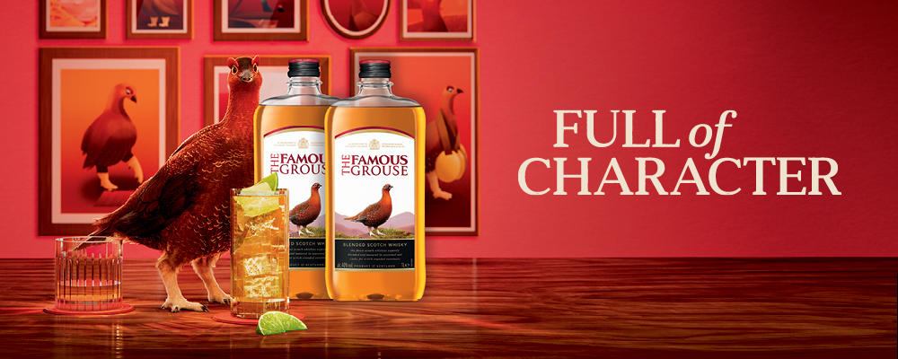 Reklambanner för The Famous Grouse.