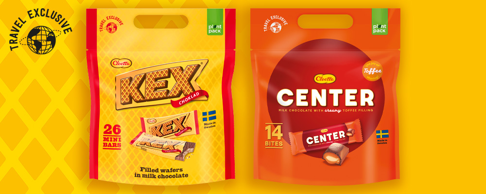Reklamebanner med Kexchoklad og Center.