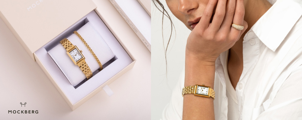 Reklamebanner for Mockberg guldur og smykker.