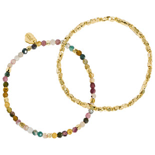 Estella Bartlett Coco Bead and Tourmaline Double Bracelet